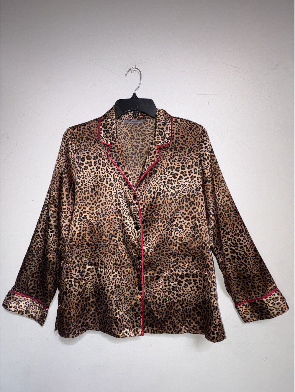 Morgan Taylor Leopard Print Satin Pajama Top XS